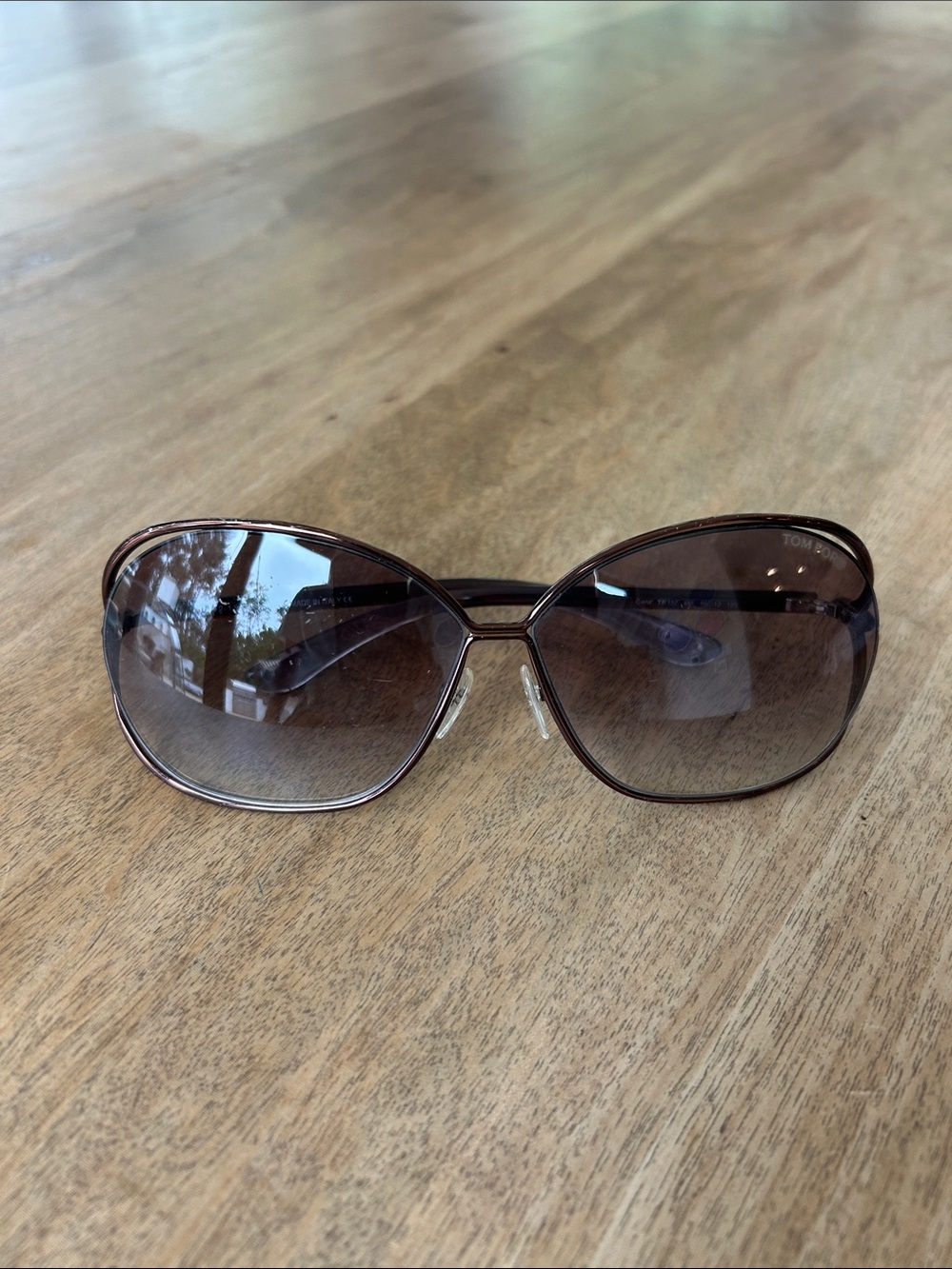 Tom Ford Carla 66mm Oversized Round Metal Sunglasses brown gradient